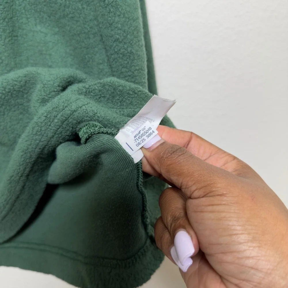 Aerie Women‎ Sherpa Henley Sweater XL Oversized Fleece Sweatshirt Green Lounge